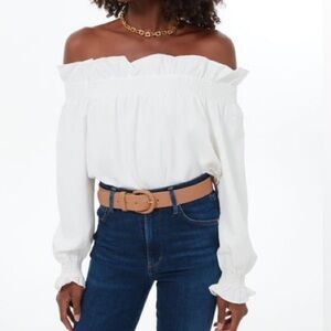 Tuckernuck Marguerite Off-Shoulder Blouse white size S